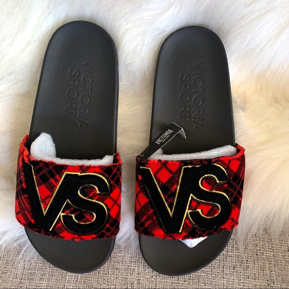 Victoria’s Secret Sport Plaid Velvet Slip-ons- 8